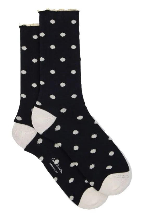 Paul Smith Jenny Polka Dot Frill Socks - Navy | Hosiery