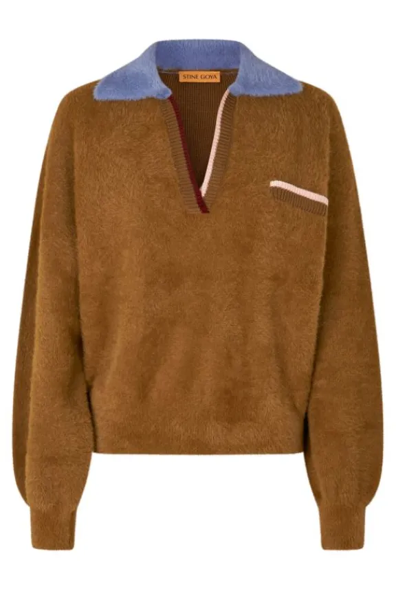Stine Goya Knit Polo - Partridge Brown | Knitwear