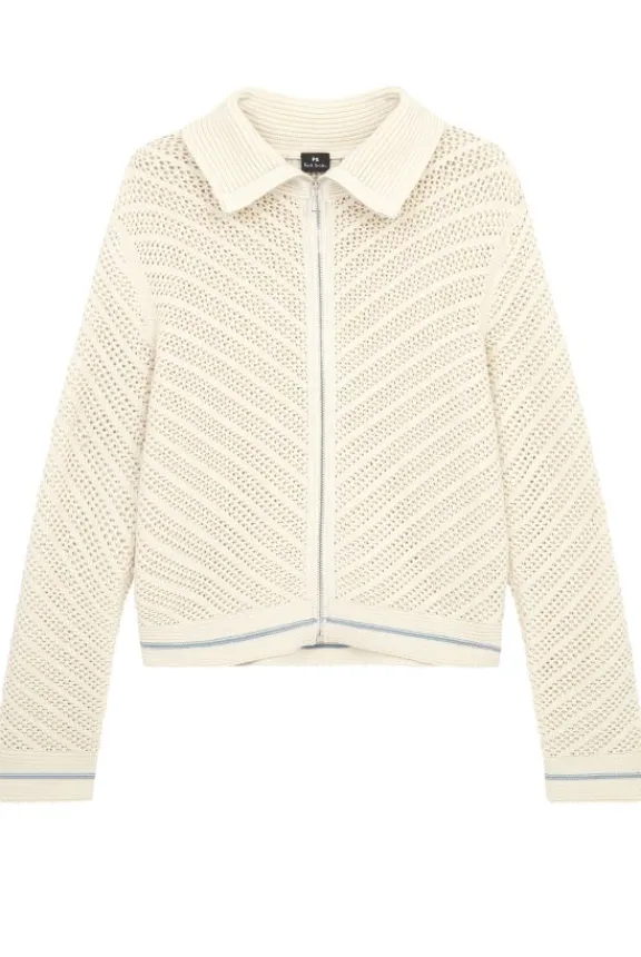 Paul Smith Knitted Zip-Up Cardigan - Cream | Knitwear