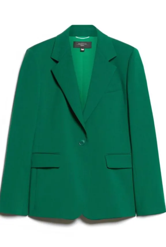 Weekend MaxMara Lamine Natural Stretch Wool Blazer - Green | Suits & Co-Ordinates | Jackets And Coats