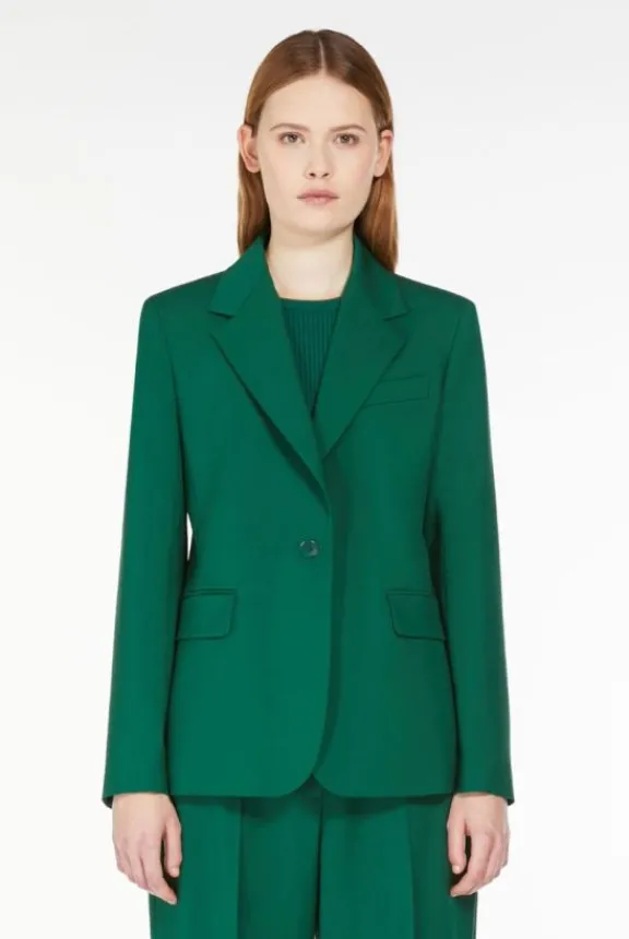 lamine_natural_stretch_wo_2.webp Weekend MaxMara Lamine Natural Stretch Wool Blazer - Green | Suits & Co-Ordinates | Jackets And Coats
