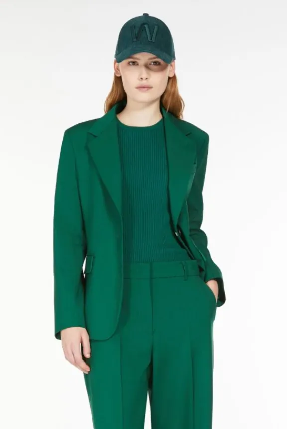 lamine_natural_stretch_wo_4.webp Weekend MaxMara Lamine Natural Stretch Wool Blazer - Green | Suits & Co-Ordinates | Jackets And Coats