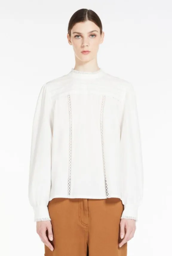 laringe_cotton_poplin_blo_5.webp Weekend MaxMara Laringe Cotton Poplin Blouse - White | Shirts And Tops