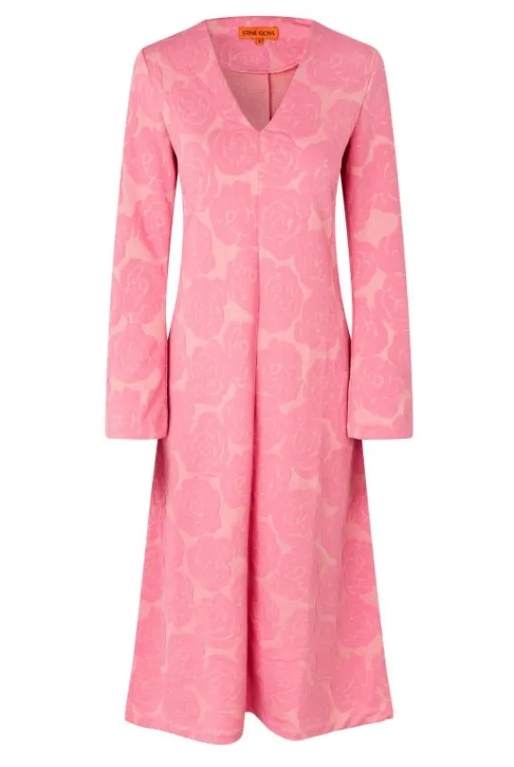 Stine Goya Long Sleeve V-Neck Dress - Rose Relief | Dresses