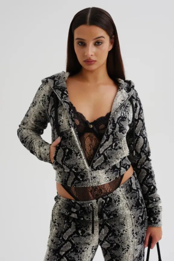 madison_classic_velour_ho_6.webp Juicy Couture Madison Classic Velour Hoodie - Beige Snake Print | Suits & Co-Ordinates | Shirts And Tops