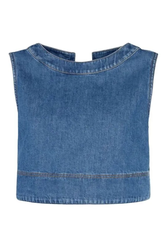Weekend MaxMara Magia Sleeveless Denim Top - Navy Medium | Suits & Co-Ordinates | Shirts And Tops