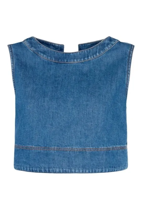 magia_sleeveless_denim_to_4.webp Weekend MaxMara Magia Sleeveless Denim Top - Navy Medium | Suits & Co-Ordinates | Shirts And Tops