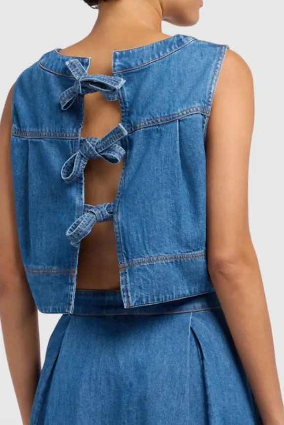 magia_sleeveless_denim_to_5.webp Weekend MaxMara Magia Sleeveless Denim Top - Navy Medium | Suits & Co-Ordinates | Shirts And Tops