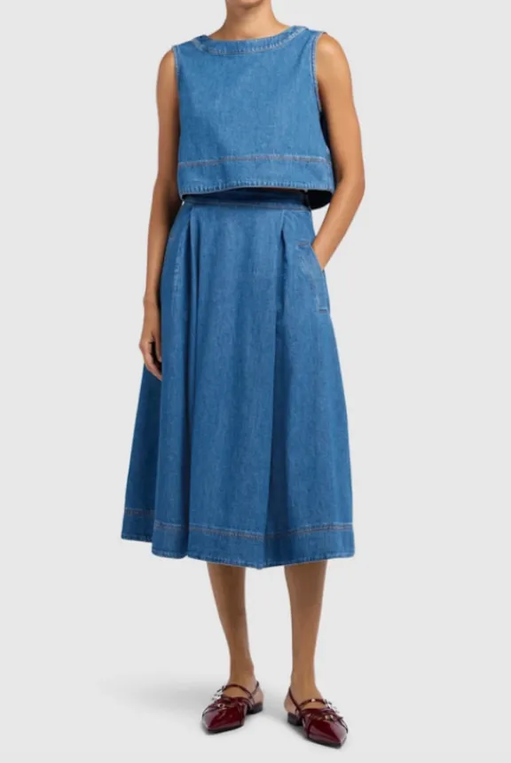 magia_sleeveless_denim_to_6.webp Weekend MaxMara Magia Sleeveless Denim Top - Navy Medium | Suits & Co-Ordinates | Shirts And Tops