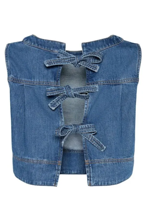 magia_sleeveless_denim_to_7.webp Weekend MaxMara Magia Sleeveless Denim Top - Navy Medium | Suits & Co-Ordinates | Shirts And Tops