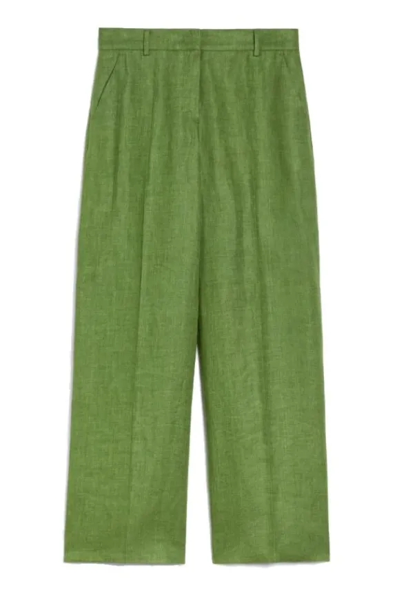 malizia_linen_canvas_trou_4.webp Weekend MaxMara Malizia Linen Canvas Trousers - Green | Trousers And Playsuits | Suits & Co-Ordinates