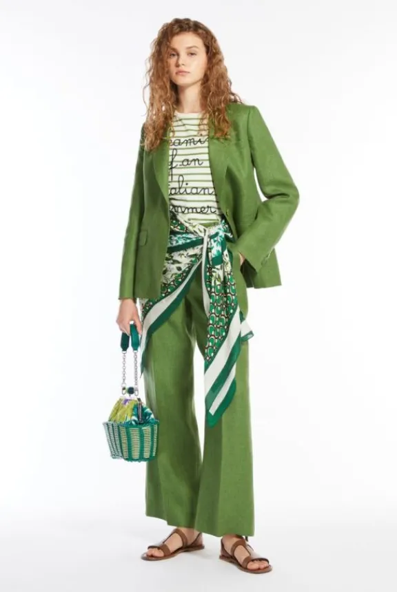 malizia_linen_canvas_trou_6.webp Weekend MaxMara Malizia Linen Canvas Trousers - Green | Trousers And Playsuits | Suits & Co-Ordinates