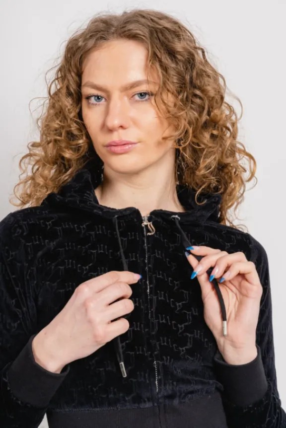 marissa_classic_velour_ho_3.webp Juicy Couture Marissa Classic Velour Hoodie - Black Monogram | Suits & Co-Ordinates | Shirts And Tops