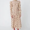 Stella Nova Midi Dress with Allover Bow Print - Latte | Dresses