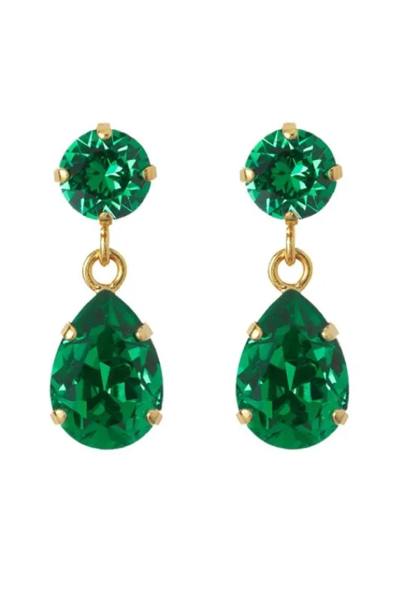 Caroline Svedbom Mini Drop Earrings - Gold/Majestic Green | Jewellery