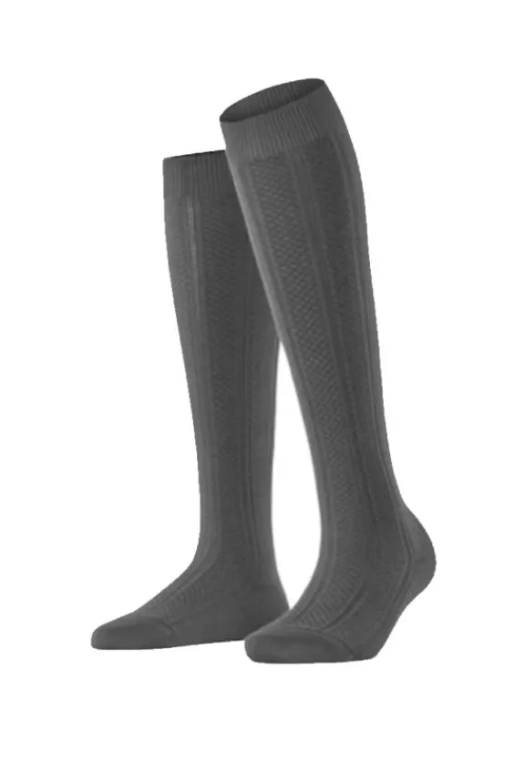 Falke Needlepoint Knee-high Socks - Dark Rock | Hosiery
