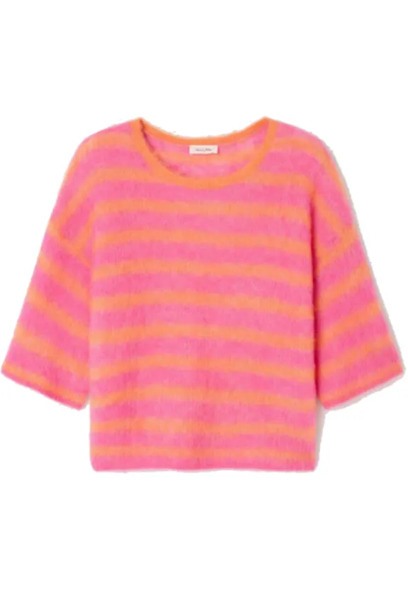 American Vintage Nenybay Jumper - Fluo Orange Striped | Knitwear