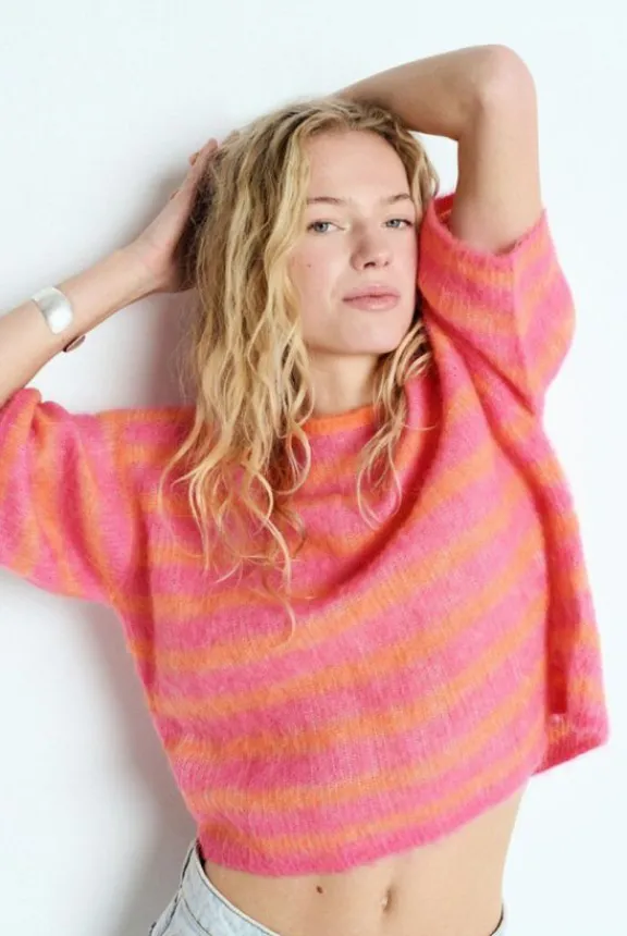 nenybay_jumper__fluo_oran_2.webp American Vintage Nenybay Jumper - Fluo Orange Striped | Knitwear