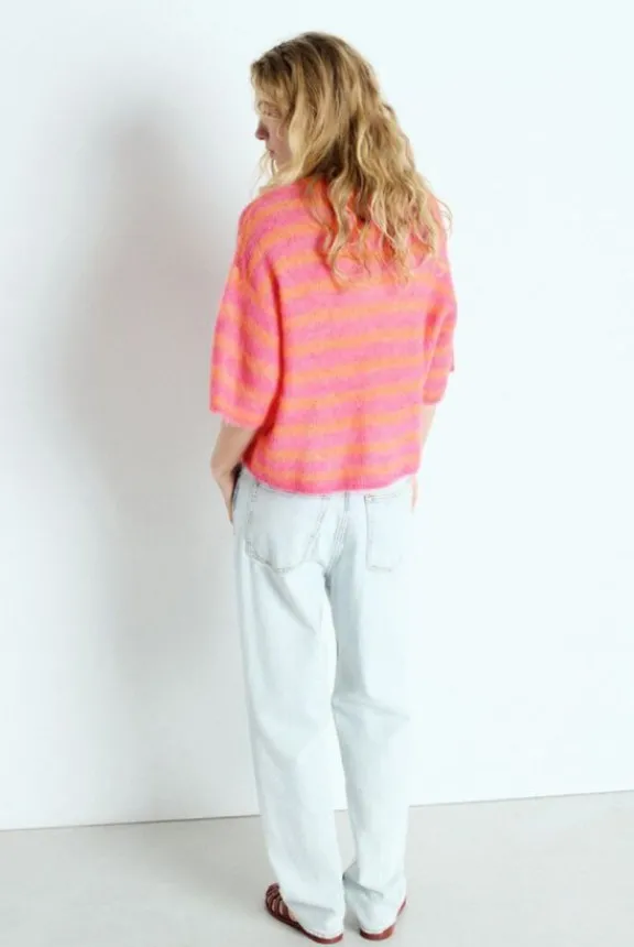 nenybay_jumper__fluo_oran_3.webp American Vintage Nenybay Jumper - Fluo Orange Striped | Knitwear
