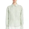 Weekend MaxMara Nolana Linen Shirt - Green Stripe | Shirts And Tops