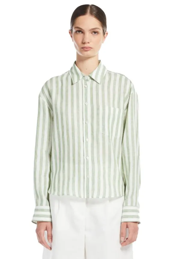 nolana_linen_shirt__green_3.webp Weekend MaxMara Nolana Linen Shirt - Green Stripe | Shirts And Tops
