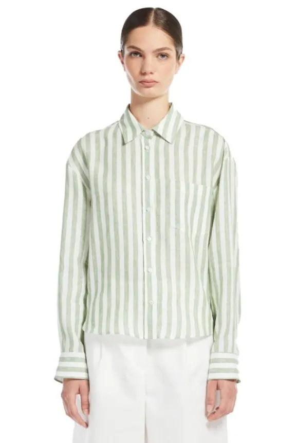 nolana_linen_shirt__green_4.webp Weekend MaxMara Nolana Linen Shirt - Green Stripe | Shirts And Tops