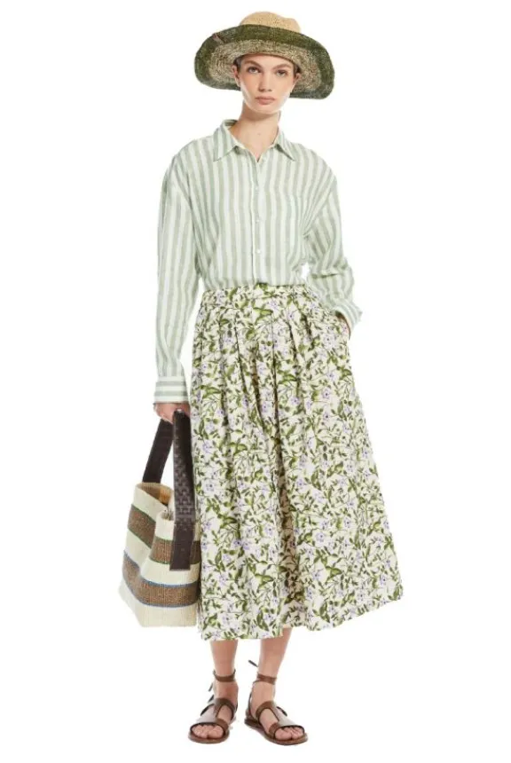 nolana_linen_shirt__green_5.webp Weekend MaxMara Nolana Linen Shirt - Green Stripe | Shirts And Tops