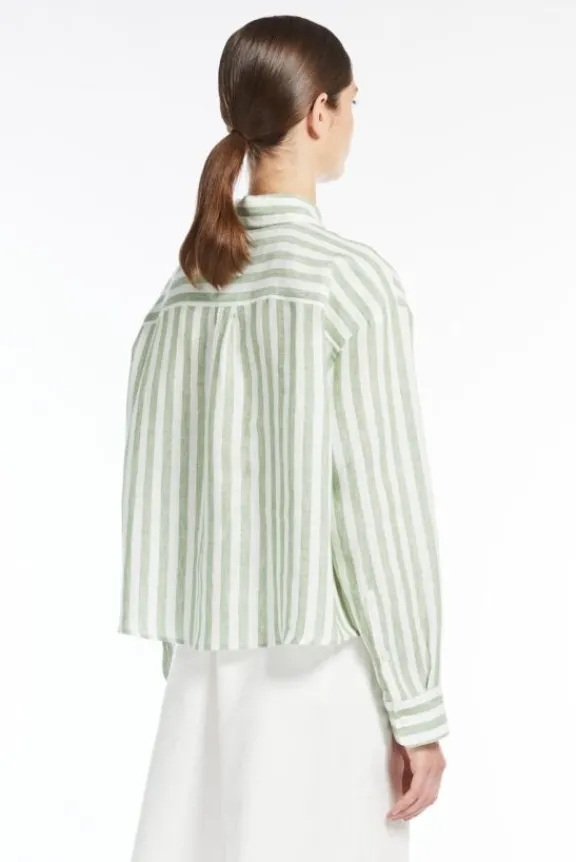 nolana_linen_shirt__green_7.webp Weekend MaxMara Nolana Linen Shirt - Green Stripe | Shirts And Tops