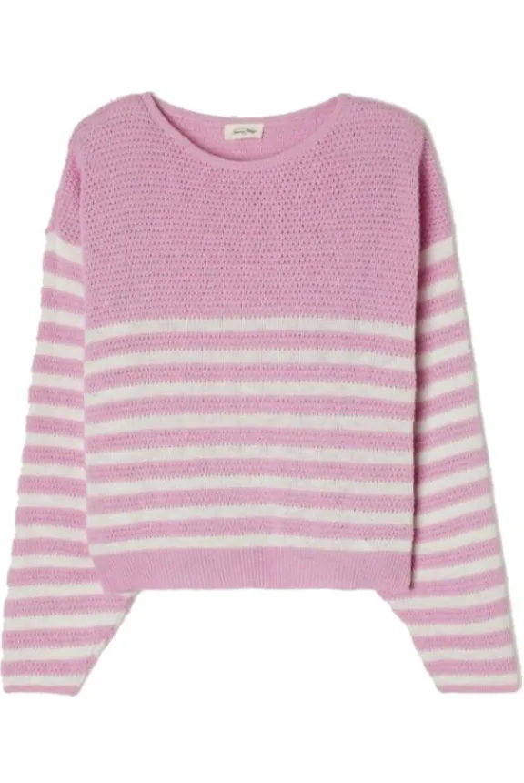 American Vintage Nyama Jumper - White Striped Peony | Knitwear