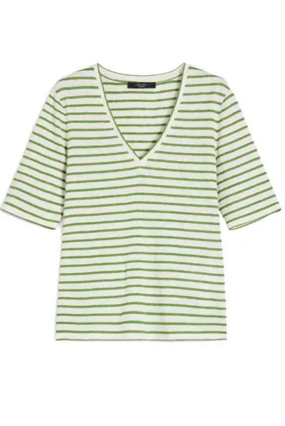 opzione_linen_jersey_tshi_2.webp Weekend MaxMara Opzione Linen Jersey T-Shirt - Green | Shirts And Tops