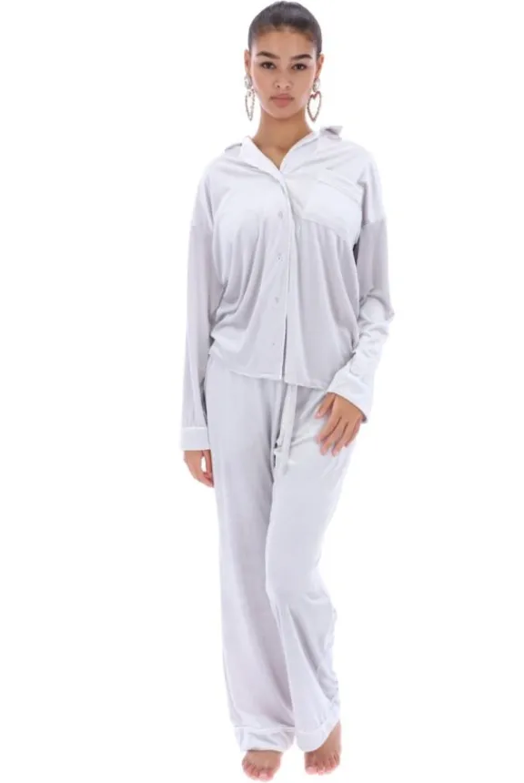 Juicy Couture Paquita Velvet Pyjama Shirt - Quite Grey | Shirts And Tops