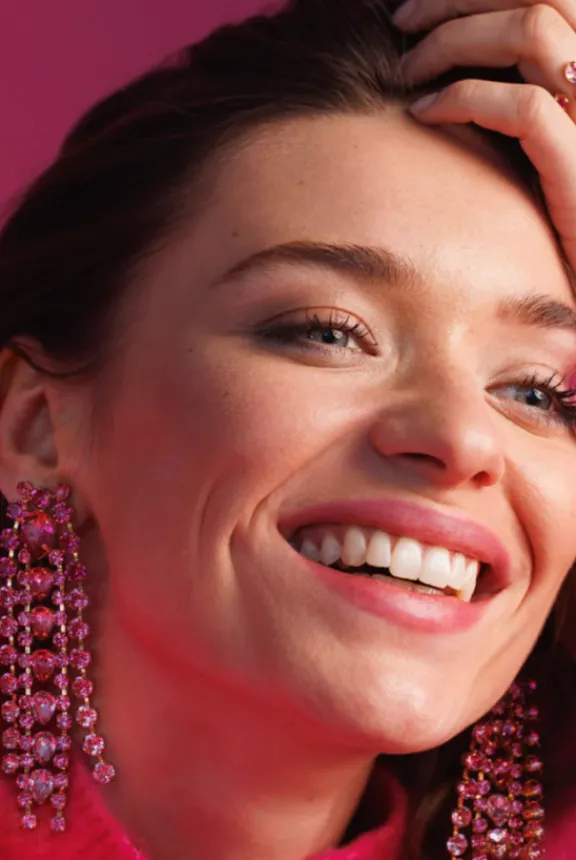 Caroline Svedbom Penelope Earrings - Gold/Fuschia Combo | Jewellery