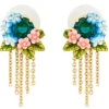 Les Néréides Peony, Campanula & Faceted Glass Stone Earrings | Jewellery | Gifts