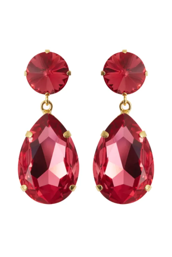 Caroline Svedbom Perfect Drop Earrings - Gold/Mulberry Red | Jewellery