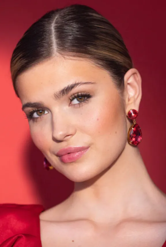 Caroline Svedbom Perfect Drop Earrings - Gold/Mulberry Red | Jewellery