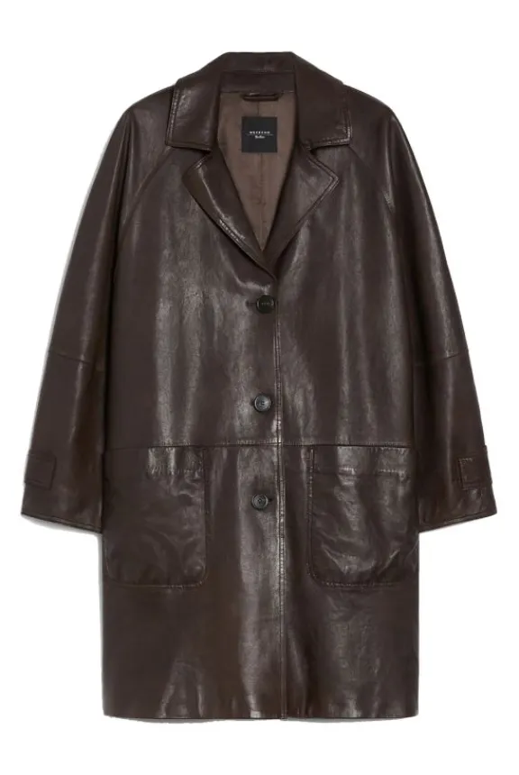 Weekend MaxMara Petra Washed Leather Duster Coat - Chocolate | Jackets And Coats