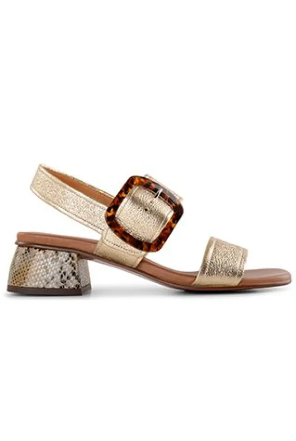 Chie Mihara Quanda Leather Sandals - Gold | Chie Mihara