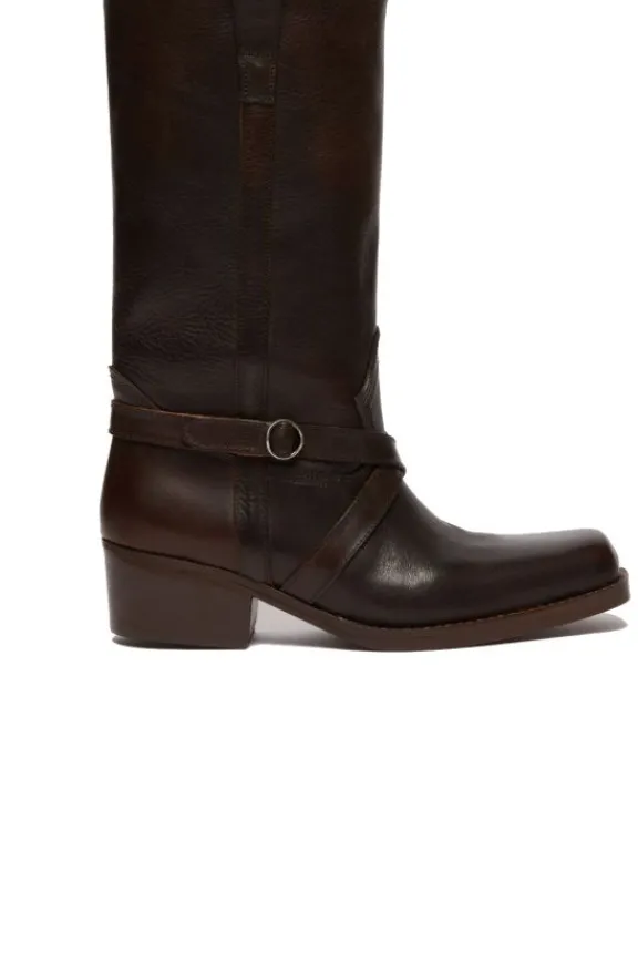 Weekend MaxMara Ranch Leather Boots - Chocolate | Weekend Maxmara