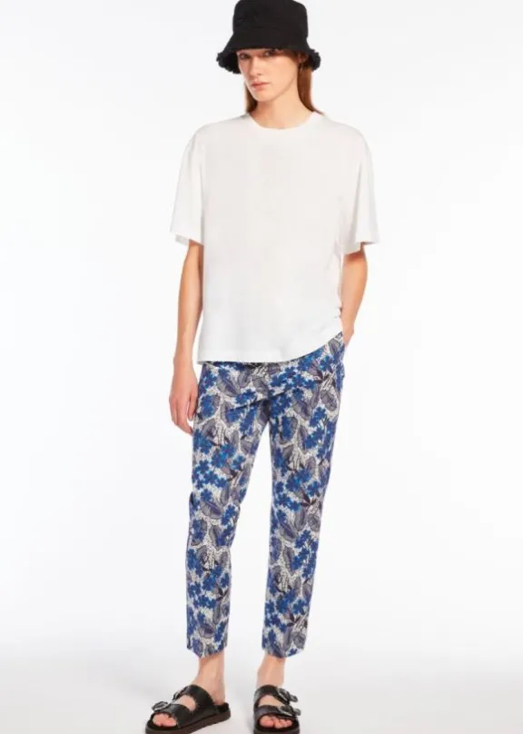 ravello_cotton_faille_tro_3.webp Weekend MaxMara Ravello Cotton Faille Trousers - Cornflower Blue | Trousers And Playsuits | Suits & Co-Ordinates