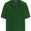 Weekend MaxMara Roncolo Silk & Cotton Yarn Polo Sweater - Green | Knitwear