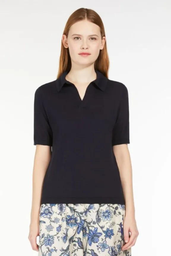 roncolo_silk_amp_cotton_y_3.webp Weekend MaxMara Roncolo Silk & Cotton Yarn Polo Sweater - Navy | Knitwear