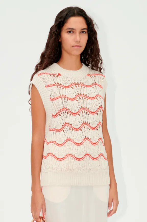 sgasgervest__orange_waves_4.webp Stine Goya SGAsgerVest - Orange Waves | Shirts And Tops | Knitwear