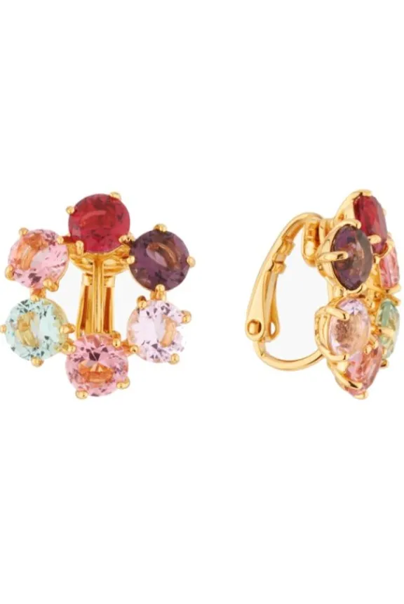 Les Néréides Six Stone Diamanté Multicoloured Clip-On Earrings | Jewellery | Gifts