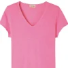 American Vintage Sonoma V-Neck T-Shirt - Pink Acid Fluo | Shirts And Tops