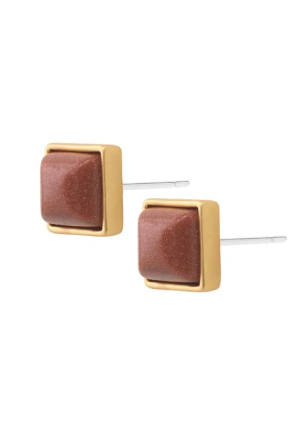 Sence Copenhagen The Lakes Ear Studs with Agate - Gold Plated | Jewellery