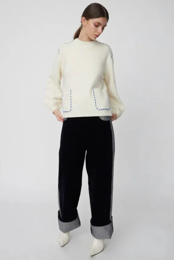 Stella Nova Thread Embroidered Knit - Almost White | Knitwear