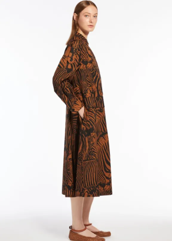 unione_cotton_poplin_dres_3.webp Weekend MaxMara Unione Cotton Poplin Dress - Brown Zebra | Dresses