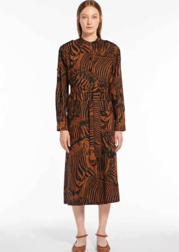 unione_cotton_poplin_dres_4.webp Weekend MaxMara Unione Cotton Poplin Dress - Brown Zebra | Dresses