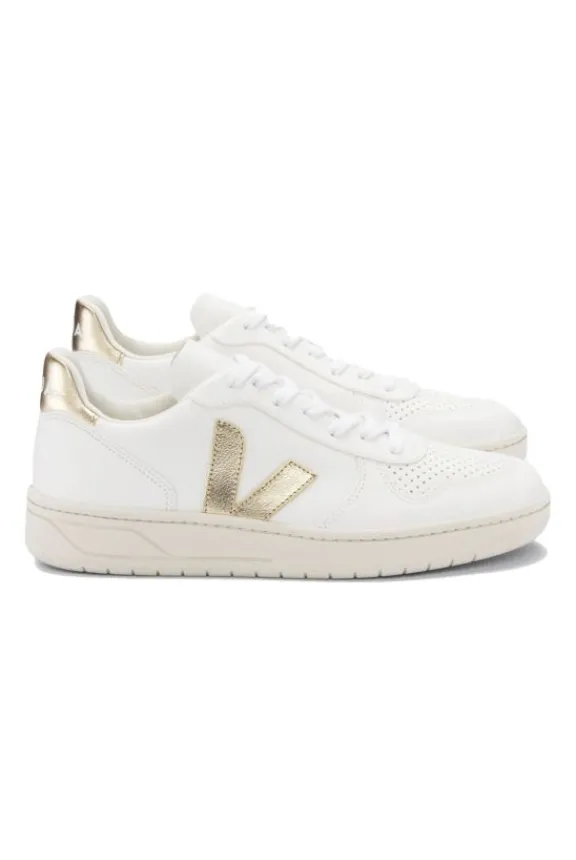 Veja V-10 Chrome Free Leather Trainers - White Platine | Veja