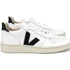Veja V-10 Leather Trainers - Extra-White & Black | Veja